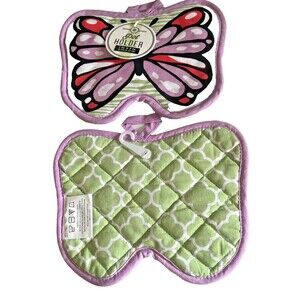 Butterfly Shaped Potholder Spring Summer 100% Cotton Spring Country Set of 2